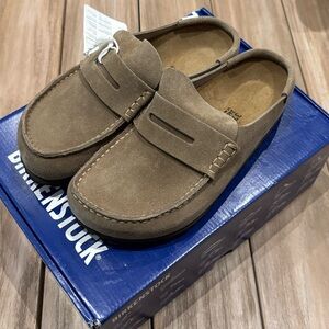 Birkenstock Naples Taupe Suede Wrapped Naples, EU 37 Narrow, Brand New With Box